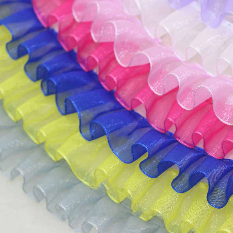

5CM Width Double-layer Fold Lace Trim DIY Handmade Ruffle Lace Fabric For Sewing Garment accessories Home Textile 5 Meters