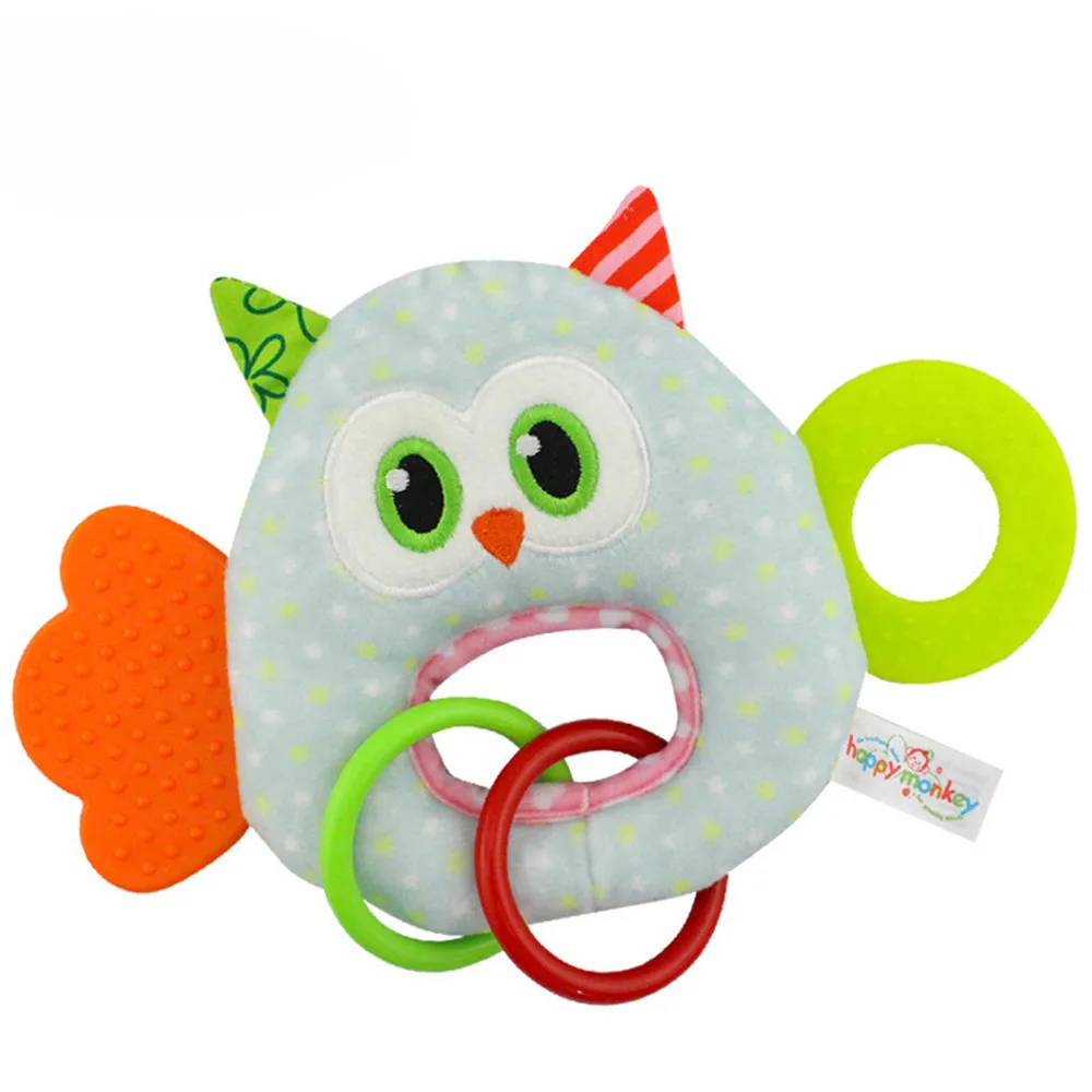 

Teethers Baby & Toddler Toy animal soft rattle teether doll children newborn plush giraffe,owl,fish,monkey PP cotton Toys O-shap