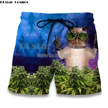 PLstar Cosmos Прямая летние новые стильные мужские шорты забавный Белый Кот и сорняки принт 3d Повседневные Шорты