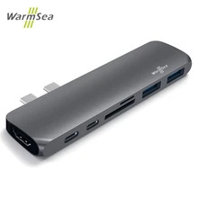 USB C HUB TYPE C Thunderbolt 3 Adapter USB-C Dock Dongle with HDMI 4k PD USB 3.0 SD TF Card Reader for MacBook Pro Air  13  15
