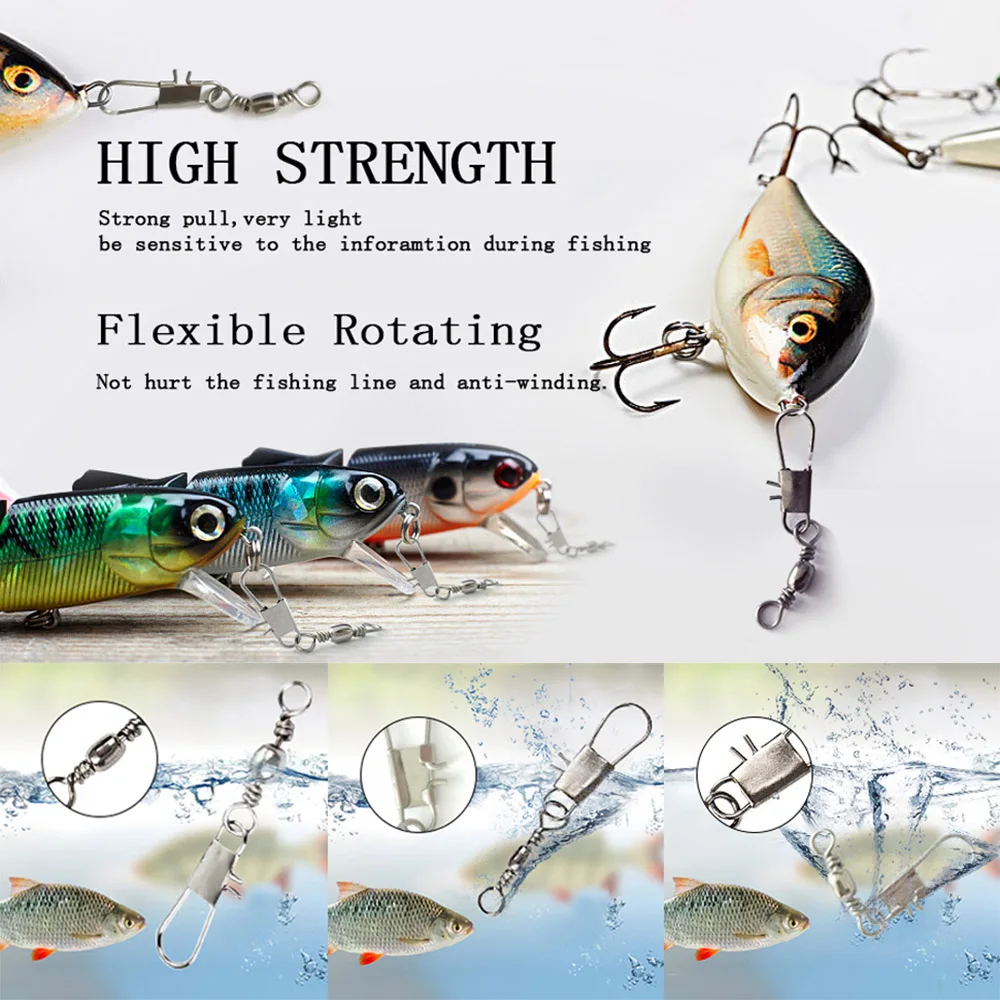 50pcs 14# To 3/0# Swivels Interlock Snap Fishing Lure Tackles Gear Accessories Connector Swivels Pin Bearing Rolling Solid Tool fishing swivels fishing accessories fishing tackle fishing tools fishing tool