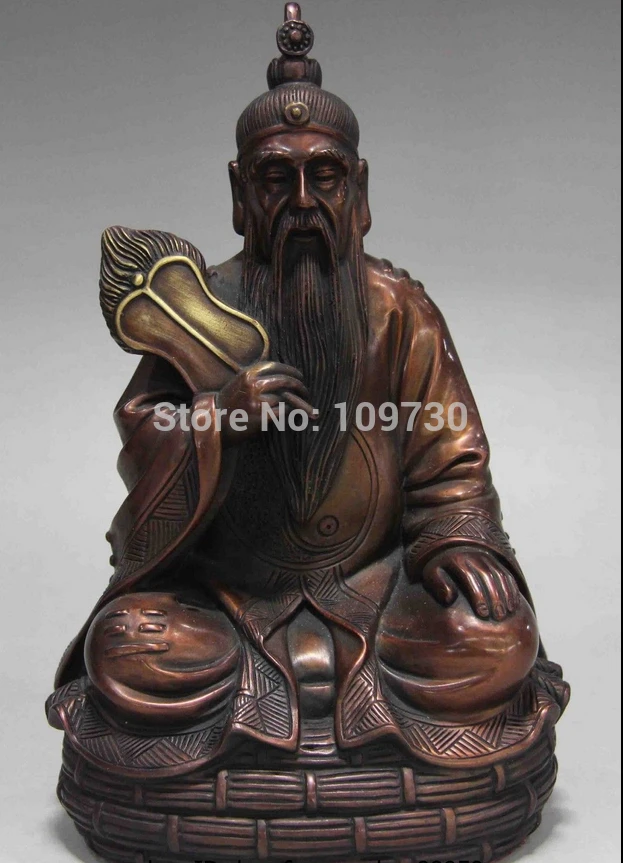 

001484 China Folk Taoism Red Copper Bronze Taoism Too on the old monarch Buddha Statue