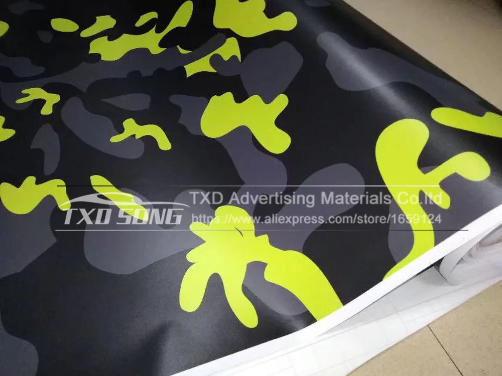 - Premium digital yellow Camouflage Vinyl Film Foil Car Wrap With Air Bubble Free Vehicle Motorbike Scooter Decal Sticker Wrapping