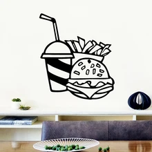 Fashion Vinyl Hamburger Wallpaper Decorative Wall Sticker For Kitchen Room Art Decals Vinyl Mural Stickers