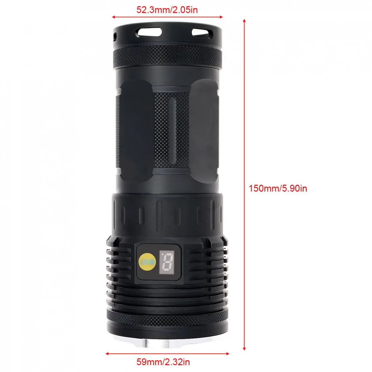 

LED Flashlight 15 XM-T6 LED 8000 Lumens Waterproof IP65 Flashlight Power Display 4 Modes Light + DC USB Cable + Portable Sachet