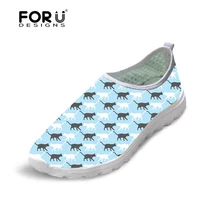 FORUDESIGNS/Летняя повседневная женская обувь на плоской подошве милые черные и белые пляжные женские кроссовки с рисунком кота женская обувь Mujer