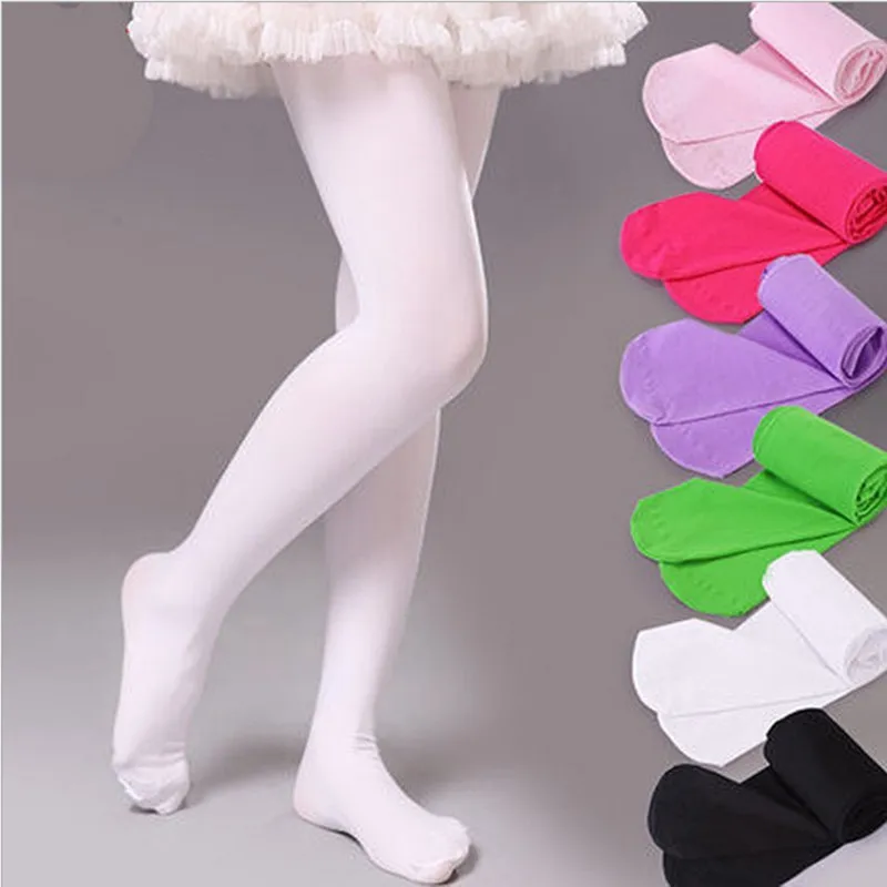 2017 2017 Girls high elastic child white ballet tights children's dance