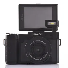Amkov 24MP Digital Camera 1080P HD Shoot 4 Times Digital Zoom Beauty Self-timer Camera 180 Degree Camera Fotografica Digital