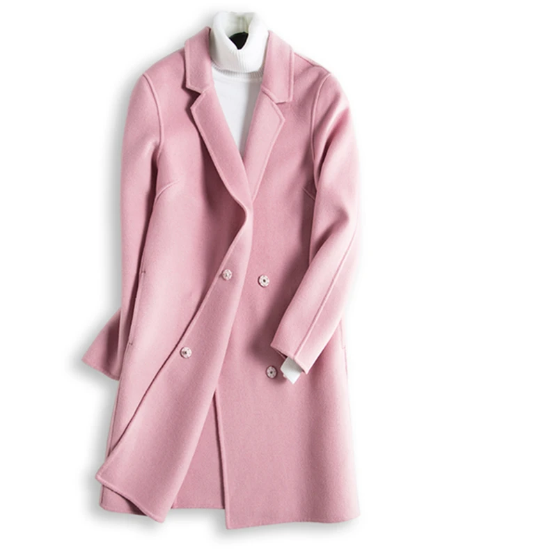 sky bean pink red Blue De Nouvelles Automne Hiver Veste Chaud 2017 Green Gamme Femmes Longue Black Boutonnage Pzlcxh gray Laine Zl0877 Double Haut Mode À gw1xS