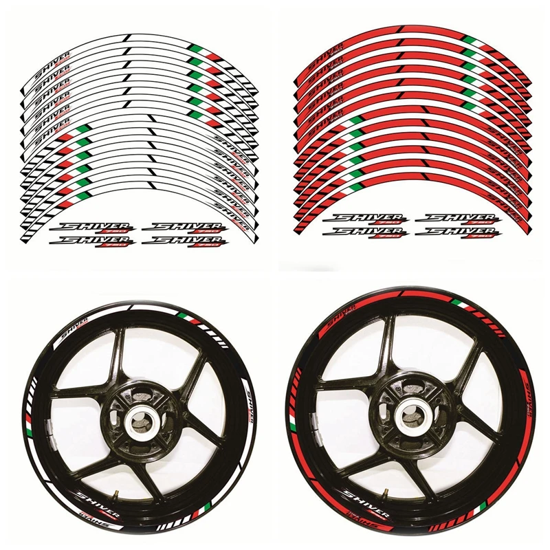 

Motorcycle Wheel Decals Stickers Set Rim Stripes Laminated For APRILIA SHIVER 750