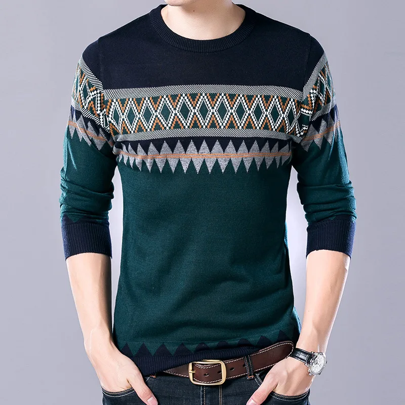 

New arrival 2018 Spring Men Casual long sleeve T-shirt men round collar render Knitted sweater Tops Tees men's clothing MQA17