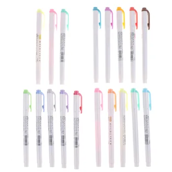 

Plastic cute highlighter pen color Mark pen Japanese stationery Mild liner double headed fluorescent pen hook pen