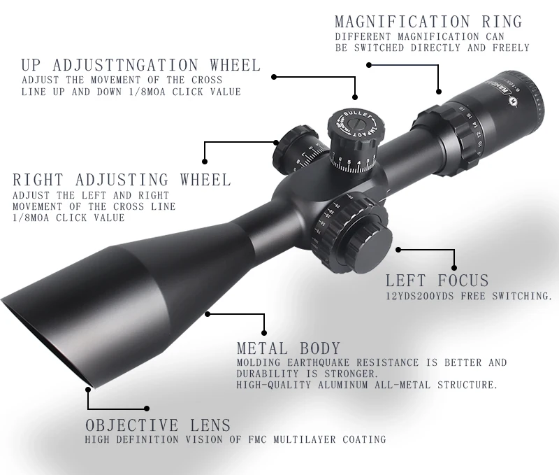 KANDAR6-18X56Q FFP тактический прицел красный зеленый с подсветкой Прицел снайперской винтовки оптический прицел охотничьи прицелы винтовка air Red dot