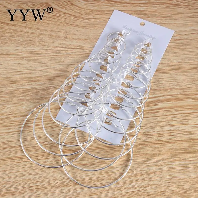 

New 12pairs/Set Gold Silver Color Big Circle Hoop Earrings Boucle D'Oreille Femme 2019 For Women Punk Style Round Earring Sets