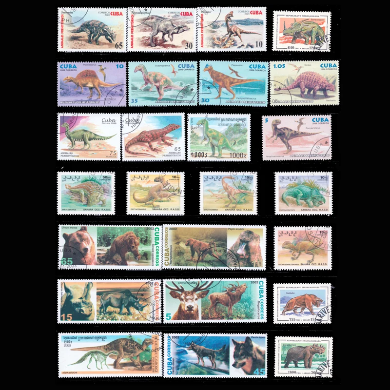 50 шт./лот о динозаврах со всего мира используется с почтовыми марками