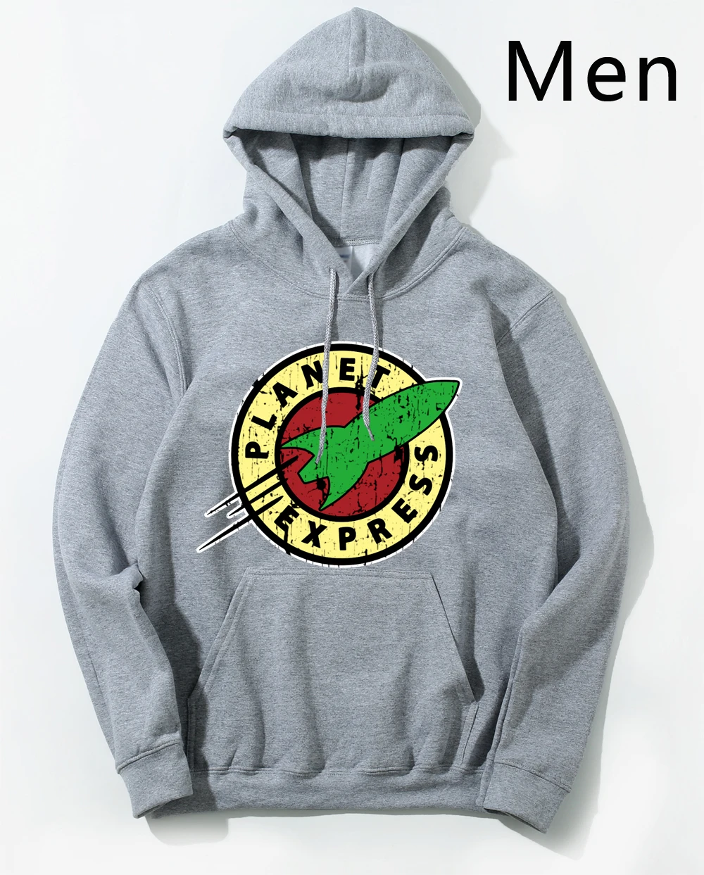 Planet Express Hoodie Men Cartoon Hooded Sweatshirt Cool Hoodies Sweatshirt Men Winter Spring Fleece Hipster Streetwear - Цвет: Gray