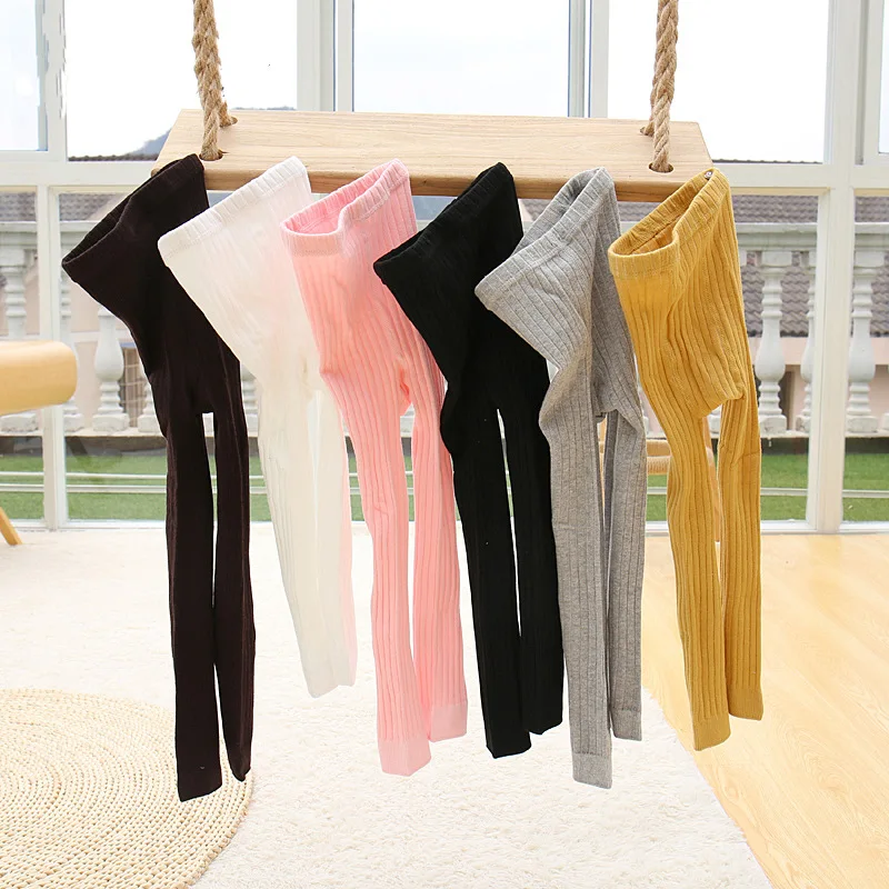 

Autumn 2018 Girls Knitting Leggings Pants Striped Skinny Girls Rib Leggings High Waist Children Clothes for Girls Baby Clothing