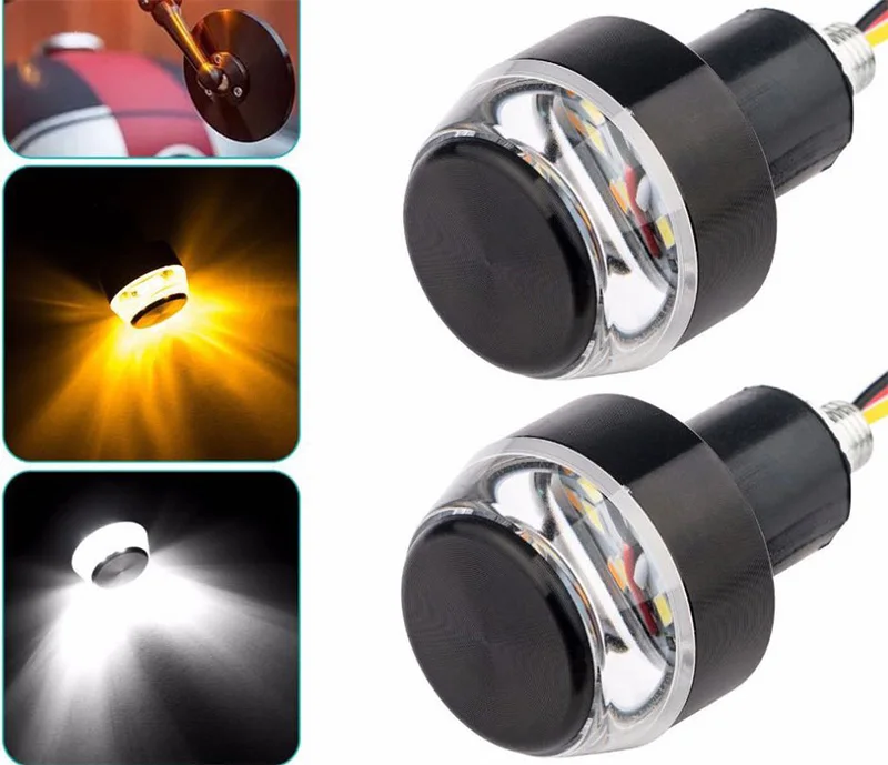 

A Pair of Motorcycle Handlebar Tail Light Turn Light Yellow Universal Indicator Flasher Motorcycle Headlights
