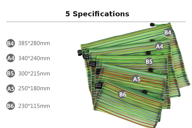 A4 A5 красочные Водонепроницаемый прозрачной нейлоновой сетки zippe мешок файл канцелярская папка хранения школьных принадлежностей ПВХ сумка