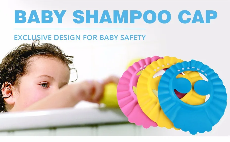 Shampoo Cap Durable Baby Bath Visor Hat Adjustable Baby Shower Protect Eye Water-proof  Splashguard Hair Wash Shield For Infant