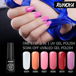 Ruhoya один шаг Uv гель лаков для ногтей продажи 7 мл чистого Цвета лак Лаки 3 в 1 Nail Art Design Профессиональный гель лак для ногтей