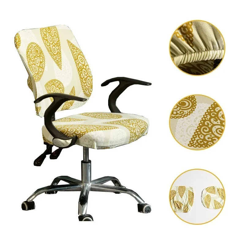 

2 Pcs/set Elastic Chair Covers Funny Print Spandex Split Seat Cover Office Anti-dust Removeable Universal Armchair Cover