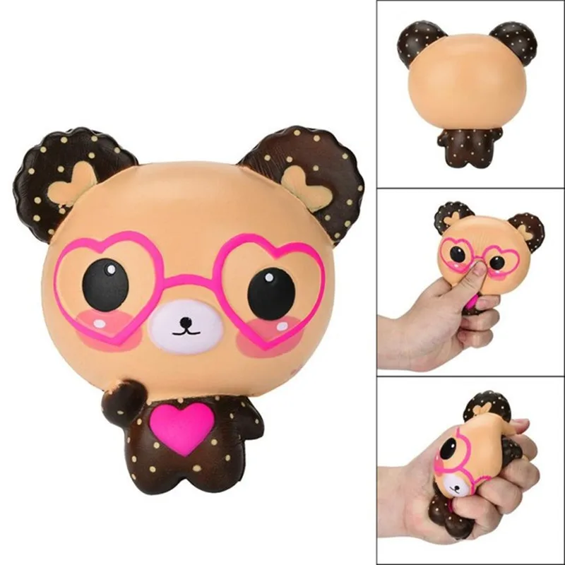 Kawaii Squishy Love Cute Glasses Bear Scented Charm Super Slow Rising Squeeze Toys Stress Reliever Toy Children Baby Boy Girl