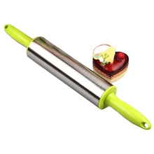 1 шт. скалка для помадки из нержавеющей стали, украшение для торта, ролик для теста, пластиковая круглая ручка, инструменты для выпечки