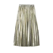 Серебряный Серый Золотой Черный Яркий глиттер модная плиссированная длинная юбка миди уличная мода женская летняя зимняя Готическая