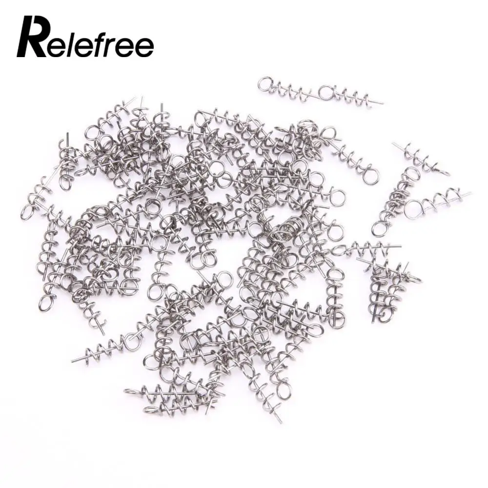 Relefree 100 قطع مسمار زنبركي هوك إبرة قفل ثابتة ل دودة لينة إغراء الطعوم الصيد أدوات الصيد اكسسوارات pesca