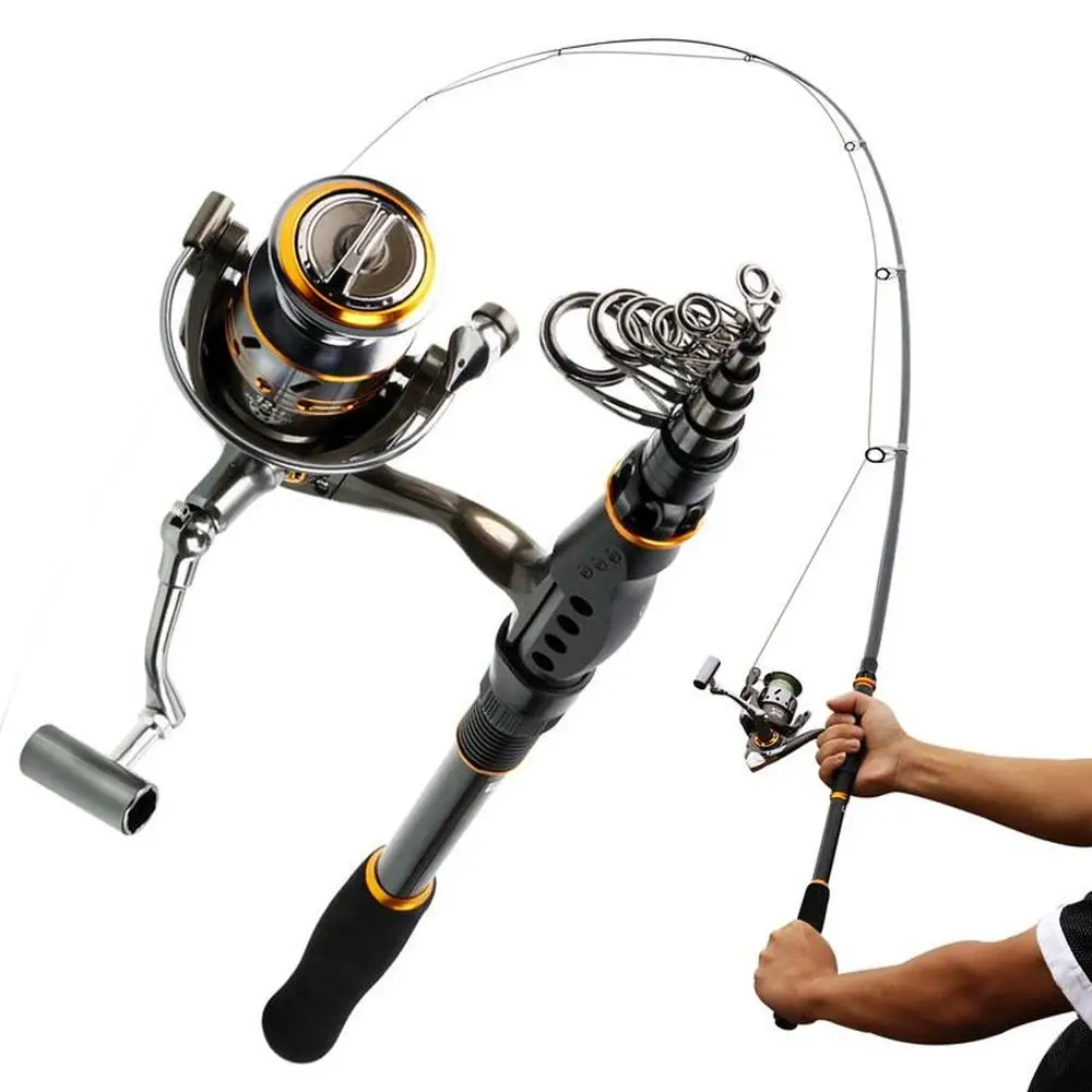 Sougayilang تلسكوبي الصيد قضيب المحمولة الصيد بكرة خيط صنارة الصيد كومبو المياه العذبة المياه المالحة الصيد معالجة Sougayilang تلسكوبي الصيد قضيب المحمولة الصيد بكرة خيط صنارة الصيد كومبو المياه العذبة المياه المالحة الصيد معالجة