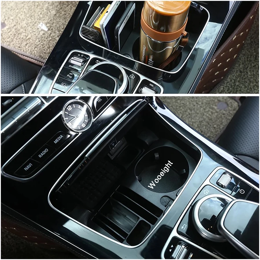 For Mercedes Benz C E GLC Class 2016 2017 Car Central Storage Box Cup Holder Car Accessories High Quality (3)