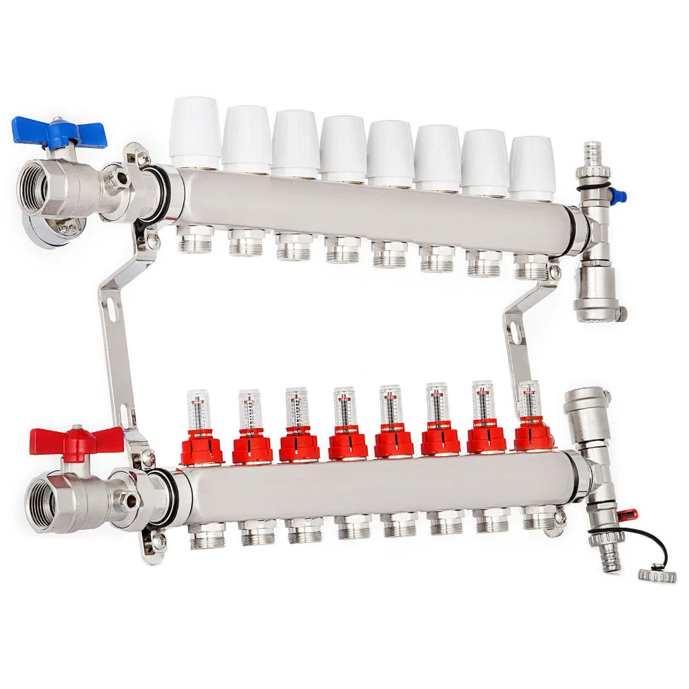 8-филиал PEX отопления пола набор коллектора-Нержавеющая сталь, для 1/" PEX Нержавеющая сталь поставить PEX коллектор