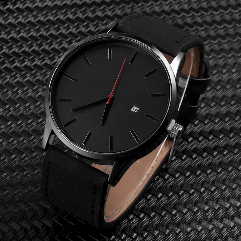 Модные простые мужские часы с полным календарем наручные часы мужские деловые коричневые кожаные кварцевые часы мужские часы