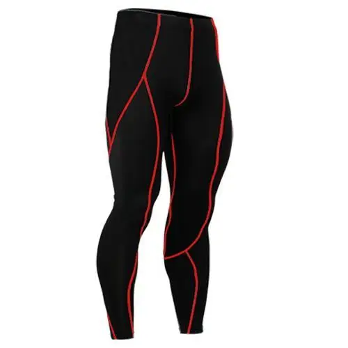Мужская фитнес бодибилдинг сжатого узкие брюки быстро сухой биэластичное тяжелая атлетика обучение запуск Crossfit йога леггинсы - Цвет: Red