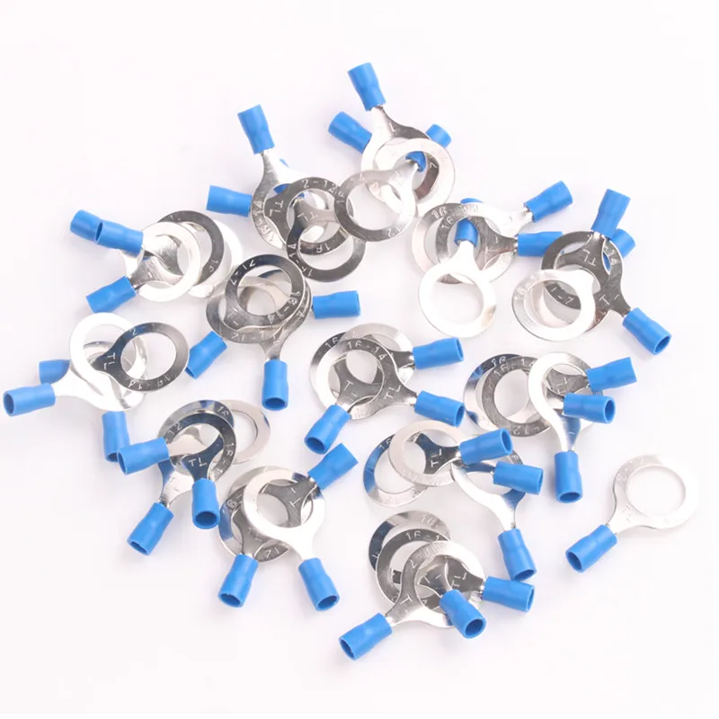 AWG 16 14 Blue 50pcs RV2 12mm Stud Size High quality Electrical Wire Butt connectors For Vinyl