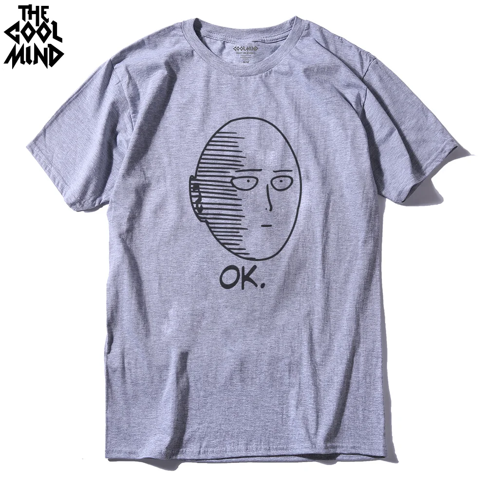 Мужская футболка COOLMIND Повседневная Свободная из 100% хлопка с принтом one punch man