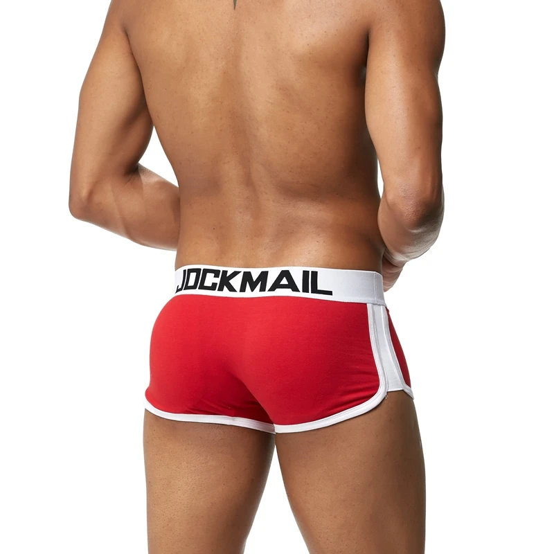 JOCKMAIL, фирменное Мужское нижнее белье, боксеры, плавки с сексуальным мешочком для пениса, усиление выпуклости спереди+ сзади, Двойная съемная чашка пуш-ап