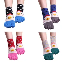 Женские носки, забавные носки с пятью пальцами, молодежный стиль, милые узоры, Популярные эластичные носки, мягкие дышащие носки