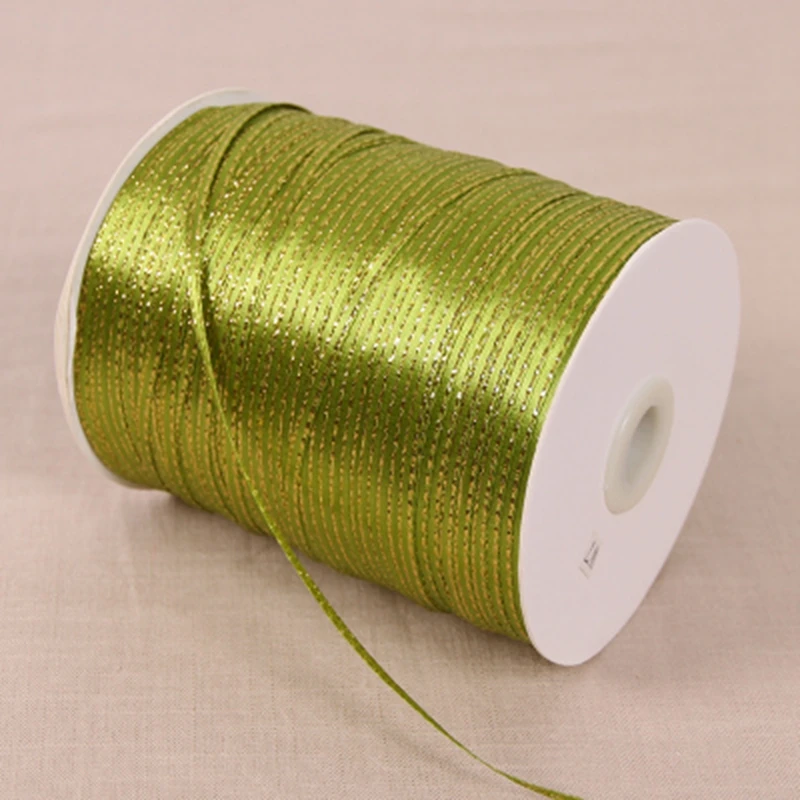 

3mm 1/8" solid satin ribbon w/gold edge wedding decoration candy cake wrapping craft accessories scrapbook material 20yards 95