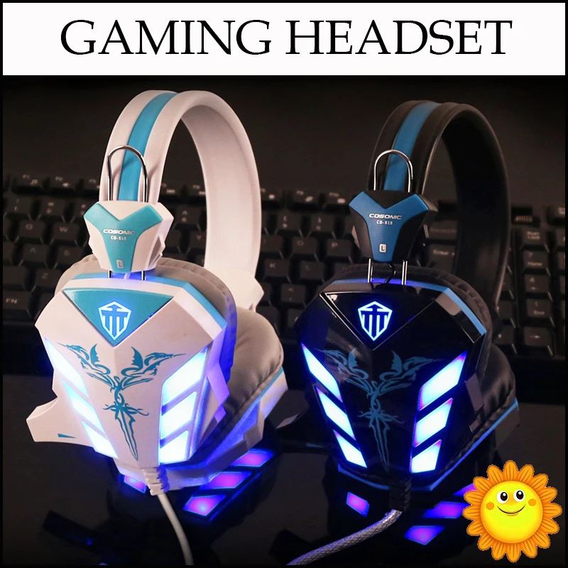  Cosonic CD-618 Gaming Headphone USB+3.5mm Gaming Headset Earphone with Microphone Noise Canceling LED Light for PC Gamer 