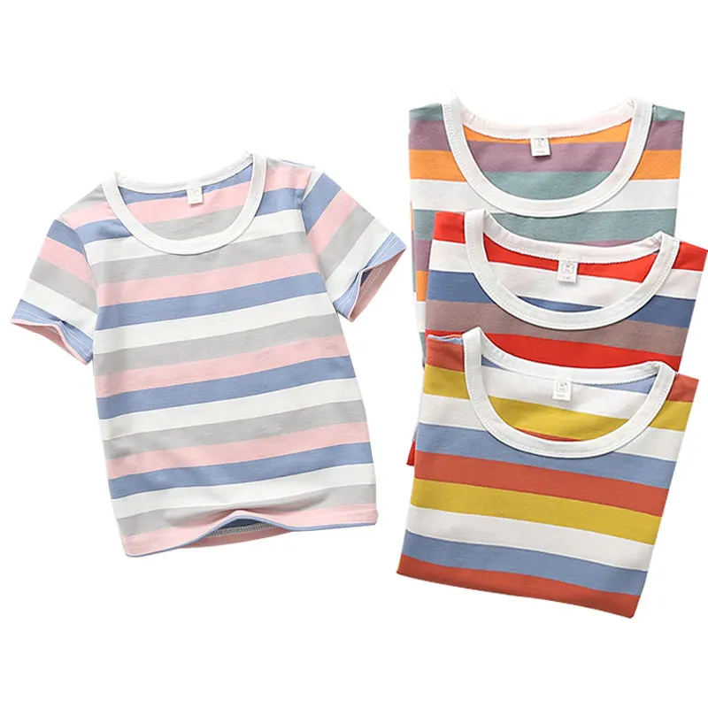 

Summer Kids T shirts 2019 New Short Sleeve Girls T shirt O-neck Striped Boys Tops Summer Children Clothing BC071