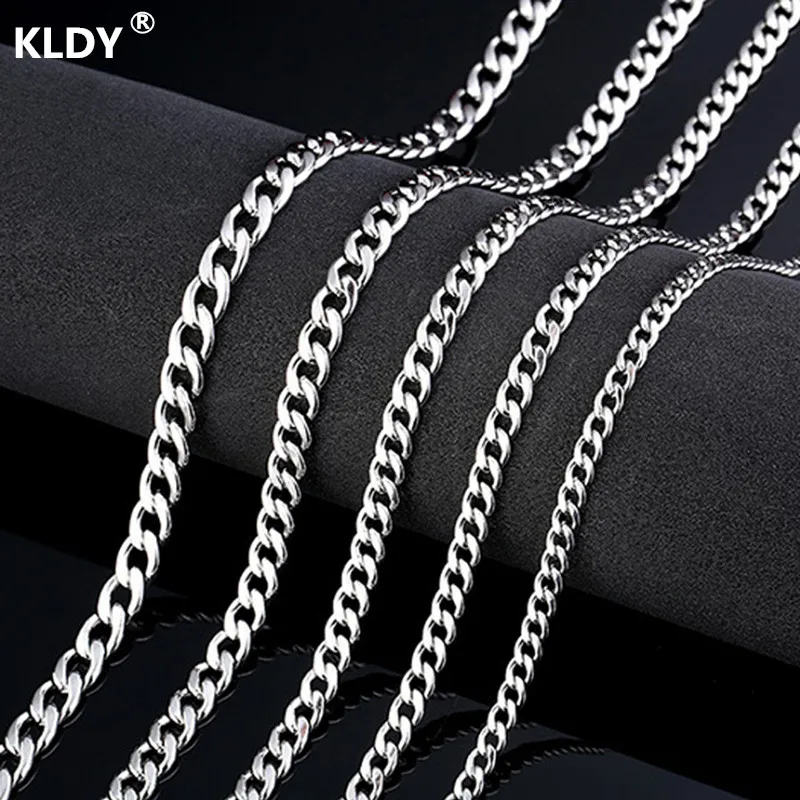 

KLDY Stainless steel men's chain necklace men silver cuban link chain hip hop jewelry punk rock male necklaces chaine homme