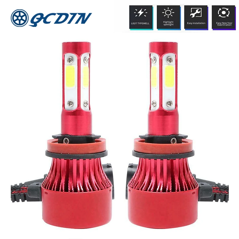 

QCDIN Car H4 H7 H8 H11 9005 9006 Headlight Bulbs 36W 12V White 4000LM LED Car Lighting Bulb COB Fog Light Auto Shape Headlights