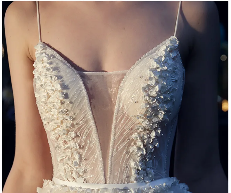 Vestidos De Festa 2019 Spark Тюль A-Line цветочные подвенечные платья с бисером работы