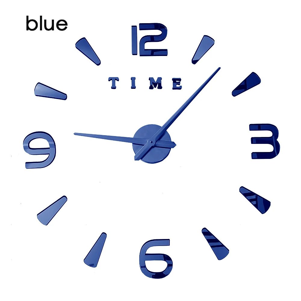 Новые большие настенные часы бросированные зеркальные настенные стикеры Diy Декор для гостиной модные часы поступление светящиеся кварцевые большие настенные часы - Цвет: wall clock blue