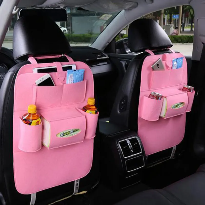 Сумка-Органайзер для автомобильного сиденья, шерстяные фетровые Защитные пленки для спинки сиденья для детей, бутылки для хранения, коробка для салфеток