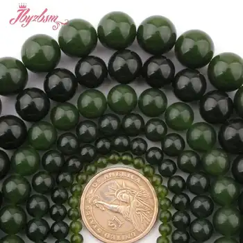 

4-12Mm Smooth Round Taiwan Nephrite Gem Stone Spacer Beads 15"For Diy Necklace Bracelat Jewelry Making
