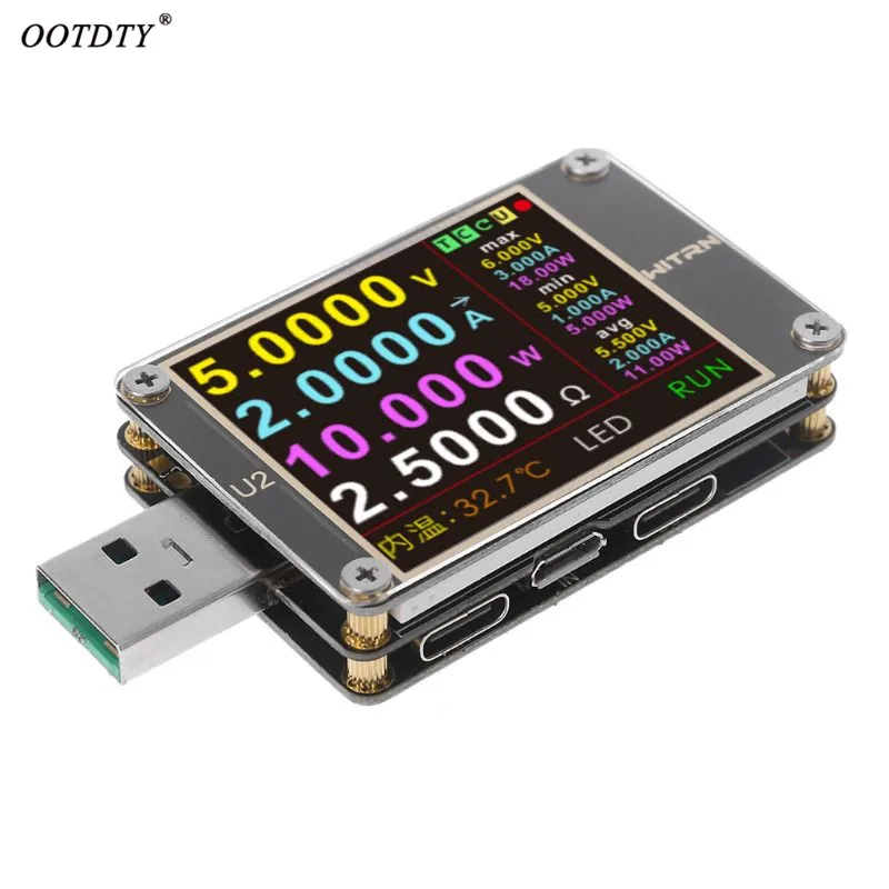 

OOTDTY USB Tester QC4.0+ PD3.0 2.0 PPS Quick Charging Protocol Capacity DC meter 4~24V 5A WEB-U2