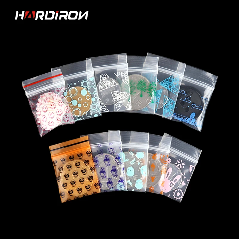 

HARDIRON Color Printing Mini Zipper Lock Storage Bag Jewelry Powder Transparent PE Mixed Pattern Plastic Sealed Package Pouch